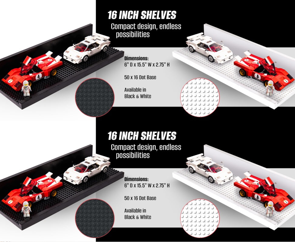 16-inch Building Block Display Shelves (Set of 2) for Proudly displaying Your Lego masterpieces!