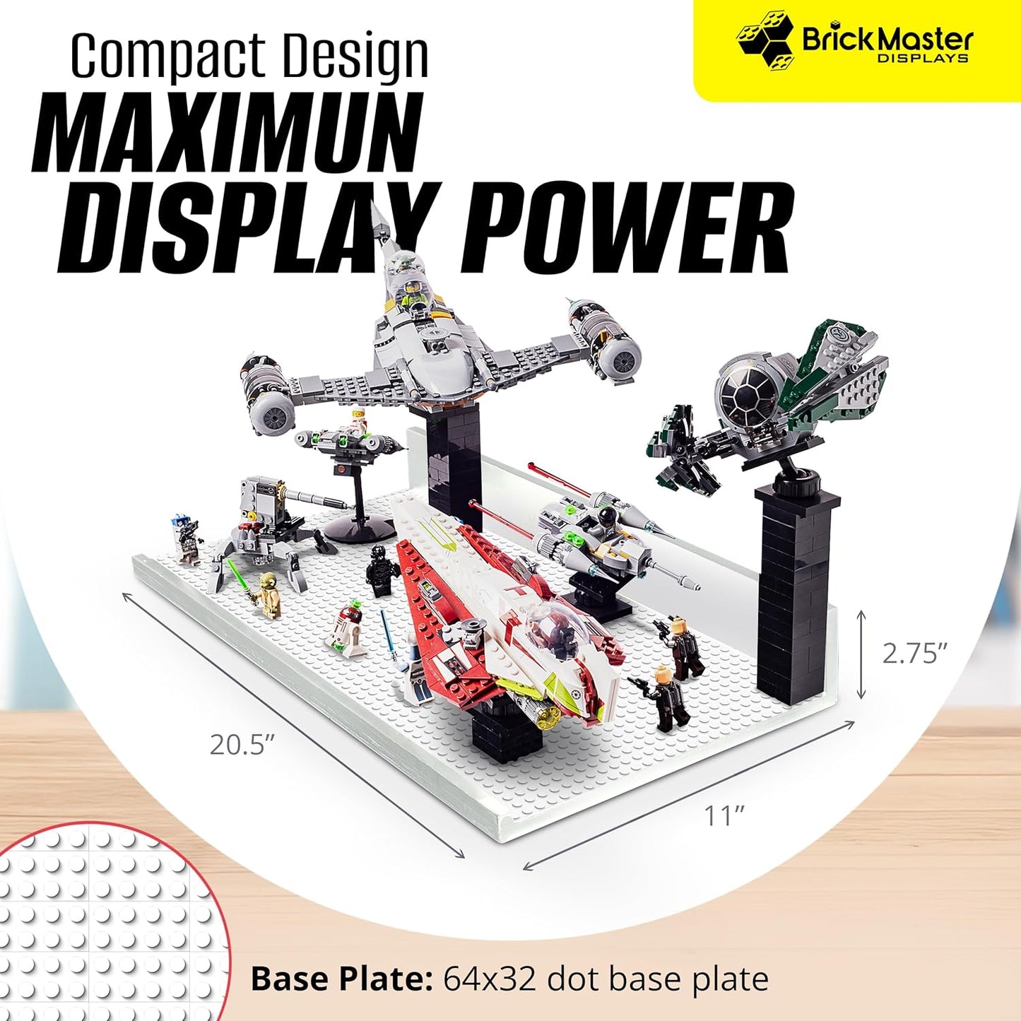 Extra Large Building Brick Display Shelves (Set of 2) for Proudly displaying Your Lego masterpieces! Compatible with All Toy Brick Brands!