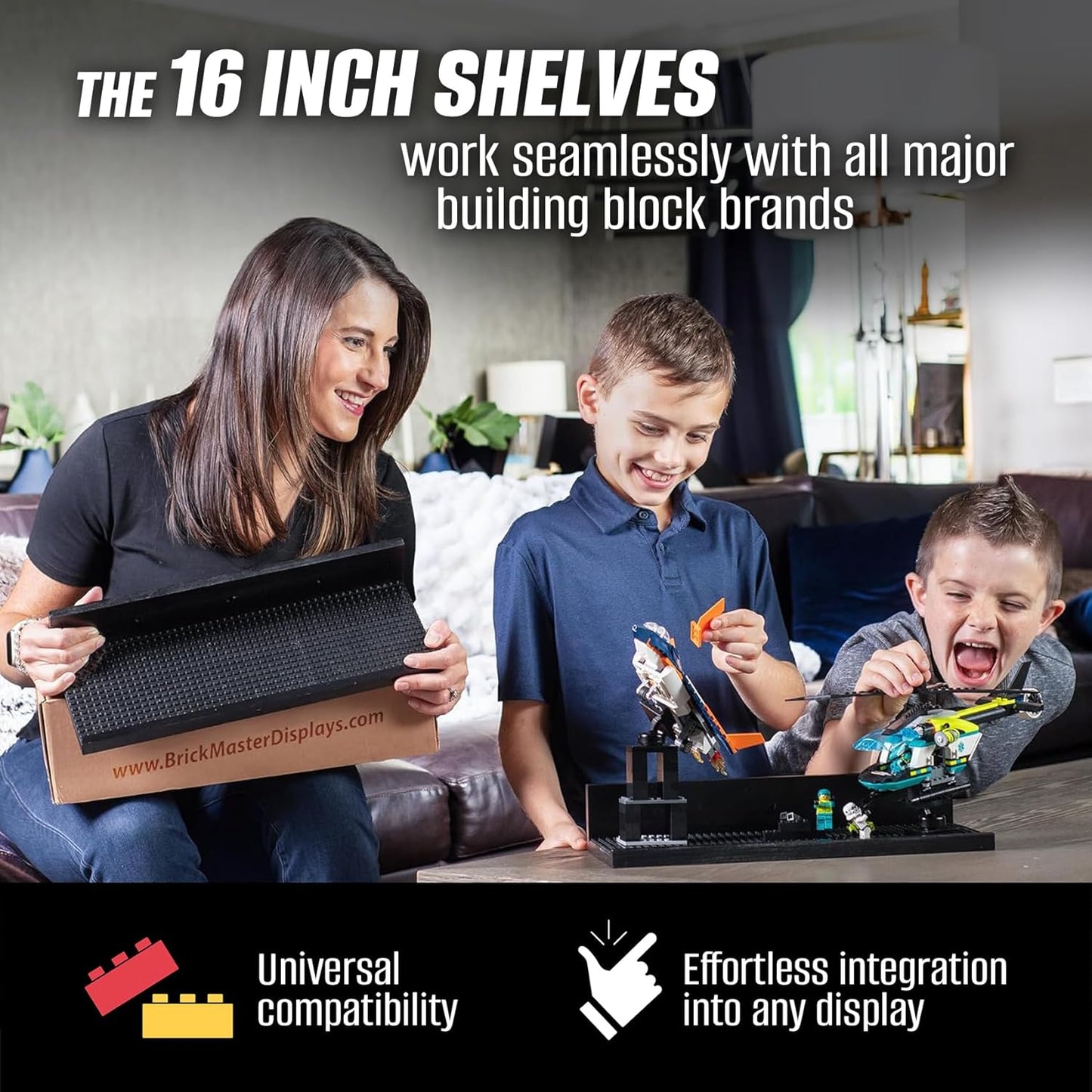 16-inch Building Block Display Shelves (Set of 2) for Proudly displaying Your Lego masterpieces!