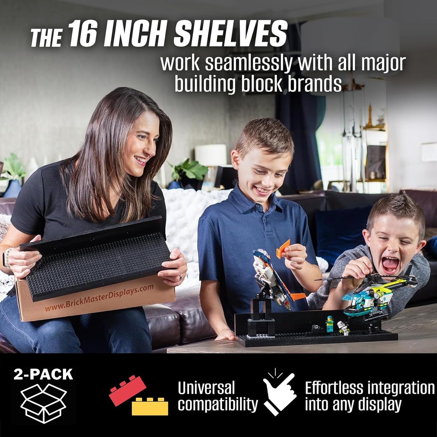 16-inch Building Block Display Shelves (Set of 2) for Proudly displaying Your Lego masterpieces!