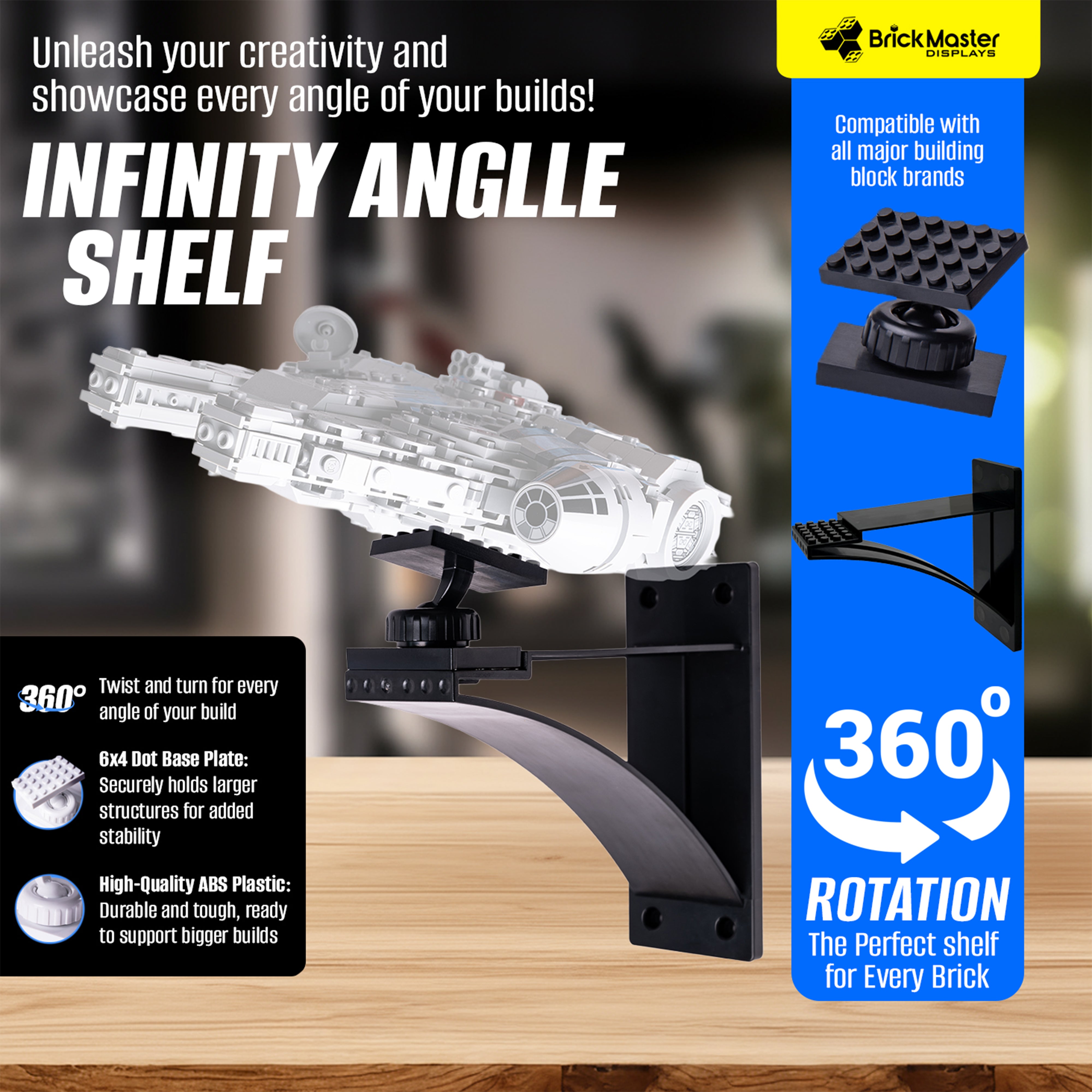 Infinity Angle Display Shelf 6 INCH - 2 Pack - Black - NOW