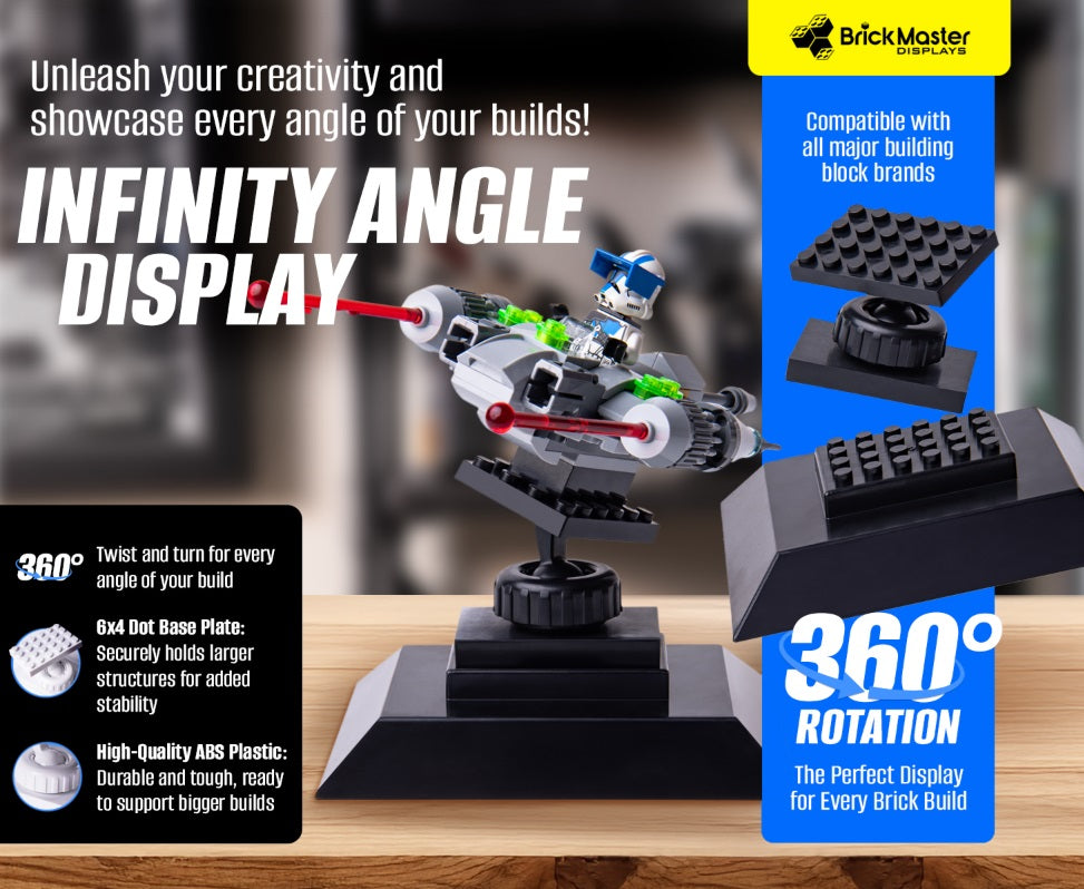 Infinity Angle Display - Building Block Display Stand - Works with Major Building Blocks - For Lego Display Stand - Compatible with Lego Decor Adjustable Stand - 2 Pack -
