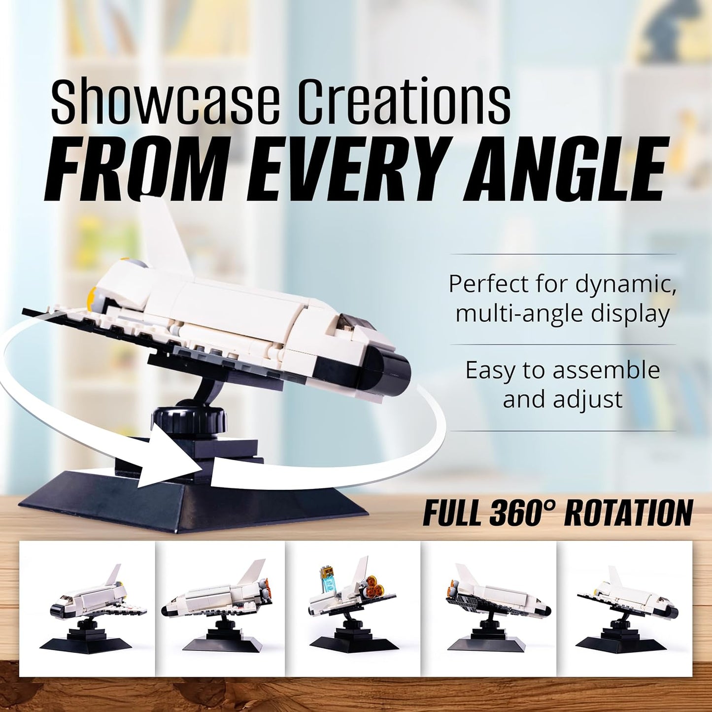 Infinity Angle Display - Building Block Display Stand - Works with Major Building Blocks - For Lego Display Stand - Compatible with Lego Decor Adjustable Stand - 2 Pack -